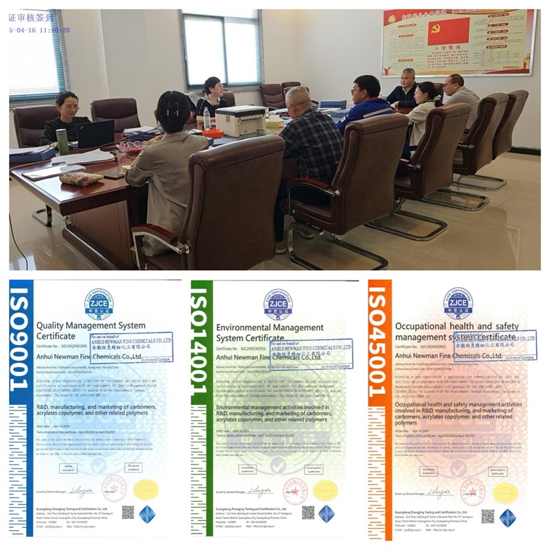 ISO 9001/14001/45001Acrylates/C10-30 Alkyl Acrylate Cross polymerAcrylates/ Steareth-20 Methacrylate Crosspolymer, Carbomer TR-1/TR-2/TR-3
